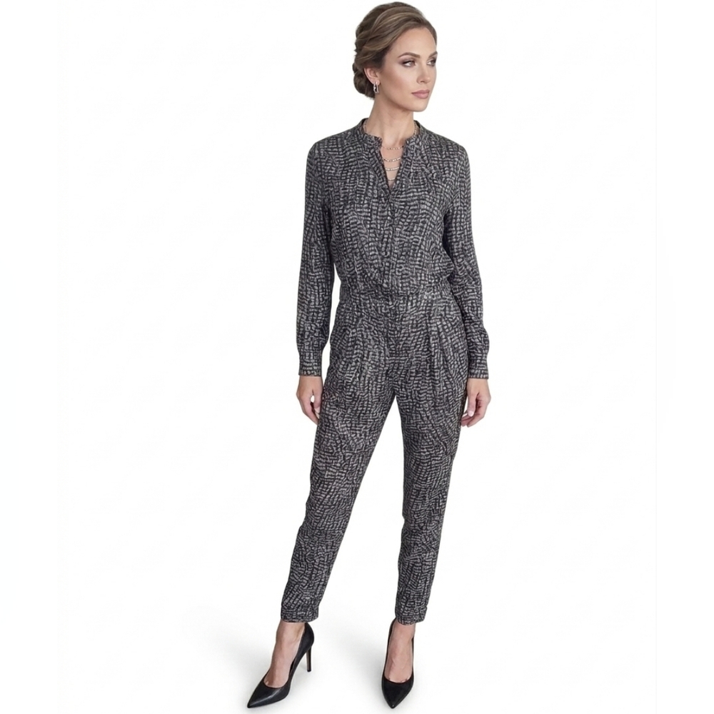 Halston Heritage Roll Tab Sleeves Cargo Utility Jumpsuit in size Zero